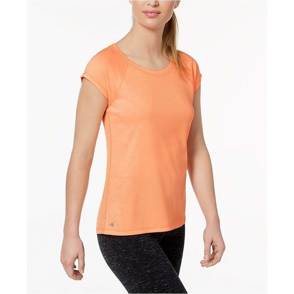 Ideology Women's Mesh-Back Short Sleeve T-Shirts Top Light Orange 2XL, $20 NWT - Picture 1 of 5